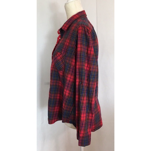 Victoria’s Secret Pink Red Navy Blue Plaid Button Up Pajama Sleep Shirt Medium - Picture 6 of 12